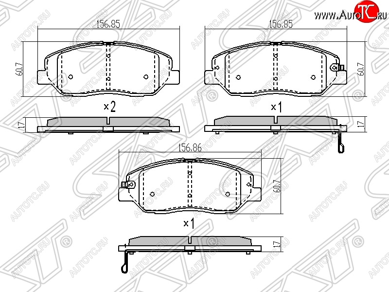 1 199 р. Колодки тормозные SAT (передние)  Hyundai Santa Fe  CM (2006-2012), KIA Sorento  XM (2009-2015)  с доставкой в г. Воронеж