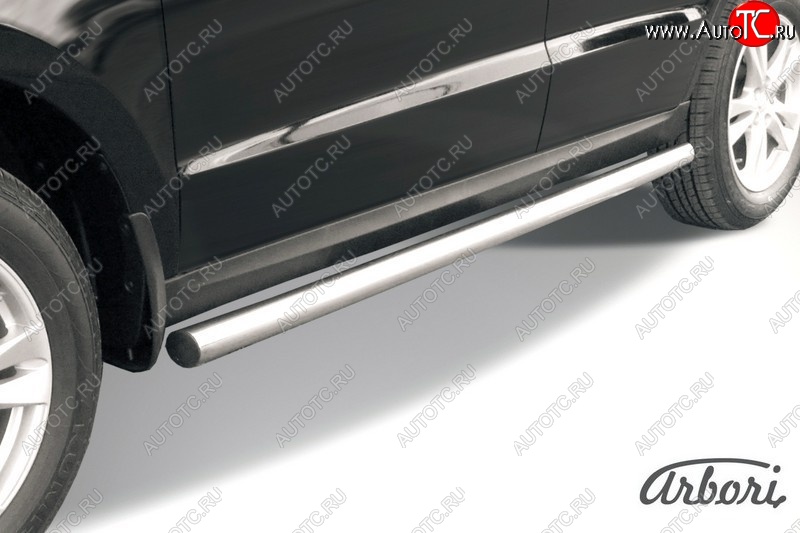 11 969 р. Защита штатных порогов Arbori (нержавейка, d57 mm). Hyundai Santa Fe CM рестайлинг (2009-2012)  с доставкой в г. Воронеж