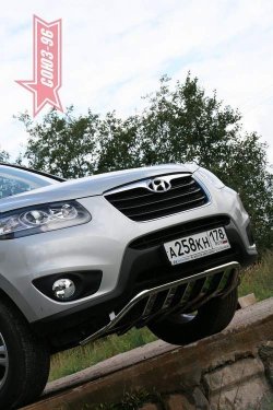 17 324 р. Защита переднего бампера с профилем Souz-96 (d42)  Hyundai Santa Fe  CM (2009-2012) рестайлинг  с доставкой в г. Воронеж. Увеличить фотографию 2