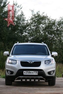 17 324 р. Защита переднего бампера с профилем Souz-96 (d42)  Hyundai Santa Fe  CM (2009-2012) рестайлинг  с доставкой в г. Воронеж. Увеличить фотографию 4