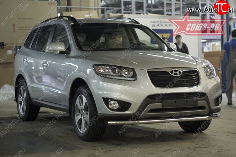 13 229 р. Защита переднего бампера одинарная Souz-96 (d60)  Hyundai Santa Fe  CM (2009-2012) рестайлинг  с доставкой в г. Воронеж