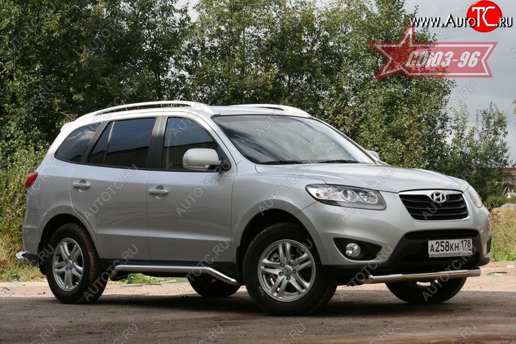 13 229 р. Защита переднего бампера одинарная Souz-96 (d76)  Hyundai Santa Fe  CM (2009-2012) рестайлинг  с доставкой в г. Воронеж