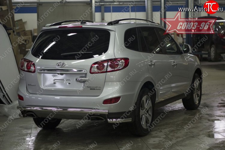 11 744 р. Защита заднего бампера рестайлинг Souz-96 (d60)  Hyundai Santa Fe  CM (2009-2012) рестайлинг  с доставкой в г. Воронеж