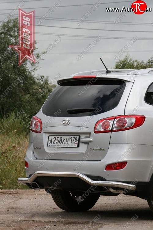 11 159 р. Защита заднего бампера Souz-96 (d60)  Hyundai Santa Fe  CM (2009-2012) рестайлинг  с доставкой в г. Воронеж