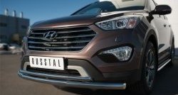 18 699 р. Защита переднего бампера (2 трубыØ63 и 42 мм, нержавейка) SLITKOFF  Hyundai Grand Santa Fe  1 DM (2013-2016) дорестайлинг  с доставкой в г. Воронеж. Увеличить фотографию 2