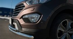 18 699 р. Защита переднего бампера (2 трубыØ63 и 42 мм, нержавейка) SLITKOFF  Hyundai Grand Santa Fe  1 DM (2013-2016) дорестайлинг  с доставкой в г. Воронеж. Увеличить фотографию 3