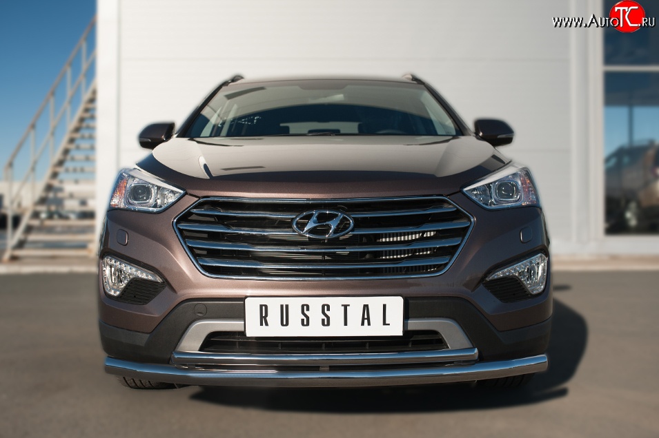 18 699 р. Защита переднего бампера (2 трубыØ63 и 42 мм, нержавейка) SLITKOFF  Hyundai Grand Santa Fe  1 DM (2013-2016) дорестайлинг  с доставкой в г. Воронеж