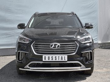 16 649 р. Защита переднего бампера (2 трубыØ42 мм, нержавейка) SLITKOFF  Hyundai Grand Santa Fe  1 DM (2016-2018) рестайлинг  с доставкой в г. Воронеж. Увеличить фотографию 2