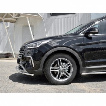 16 649 р. Защита переднего бампера (2 трубыØ42 мм, нержавейка) SLITKOFF  Hyundai Grand Santa Fe  1 DM (2016-2018) рестайлинг  с доставкой в г. Воронеж. Увеличить фотографию 3
