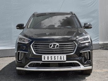 15 299 р. Одинарная защита переднего бампера диаметром 63 мм SLITKOFF  Hyundai Grand Santa Fe  1 DM (2016-2018) рестайлинг  с доставкой в г. Воронеж. Увеличить фотографию 3