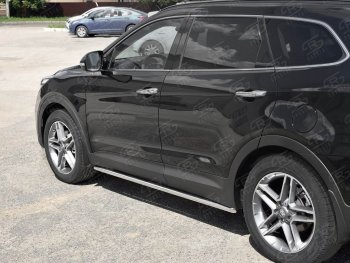 17 999 р. Защита порогов из круглой трубы диаметром 42 мм SLITKOFF v1  Hyundai Grand Santa Fe  1 DM (2016-2018) рестайлинг  с доставкой в г. Воронеж. Увеличить фотографию 3
