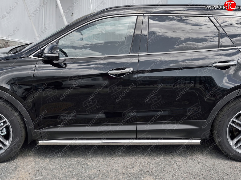 18 799 р. Защита порогов из круглой трубы диаметром 63 мм SLITKOFF  Hyundai Grand Santa Fe  1 DM (2016-2018) рестайлинг  с доставкой в г. Воронеж