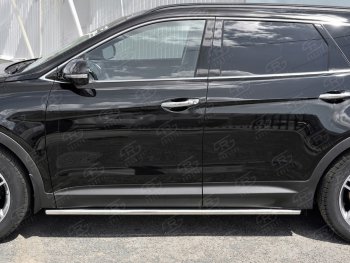 17 999 р. Защита порогов из круглой трубы диаметром 42 мм SLITKOFF v3  Hyundai Grand Santa Fe  1 DM (2016-2018) рестайлинг  с доставкой в г. Воронеж. Увеличить фотографию 2