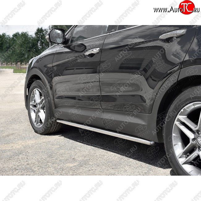 17 999 р. Защита порогов из круглой трубы диаметром 42 мм SLITKOFF v3  Hyundai Grand Santa Fe  1 DM (2016-2018) рестайлинг  с доставкой в г. Воронеж