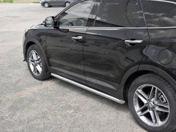 19 999 р. Защита порогов из круглой трубы диаметром 63 мм SLITKOFF v1  Hyundai Grand Santa Fe  1 DM (2016-2018) рестайлинг  с доставкой в г. Воронеж. Увеличить фотографию 2