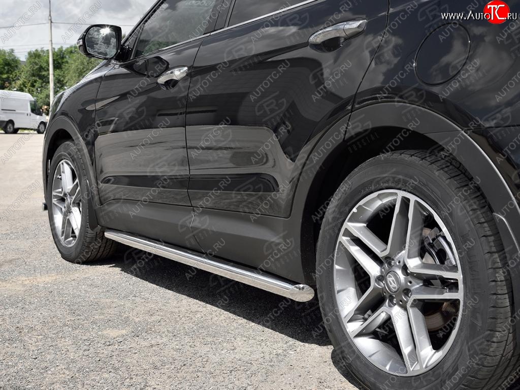 19 999 р. Защита порогов из круглой трубы диаметром 63 мм SLITKOFF v1  Hyundai Grand Santa Fe  1 DM (2016-2018) рестайлинг  с доставкой в г. Воронеж