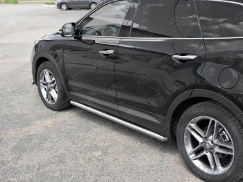 19 999 р. Защита порогов из круглой трубы диаметром 63 мм SLITKOFF v3  Hyundai Grand Santa Fe  1 DM (2016-2018) рестайлинг  с доставкой в г. Воронеж. Увеличить фотографию 3