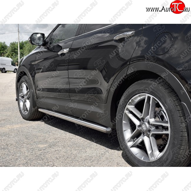 19 999 р. Защита порогов из круглой трубы диаметром 63 мм SLITKOFF v3  Hyundai Grand Santa Fe  1 DM (2016-2018) рестайлинг  с доставкой в г. Воронеж