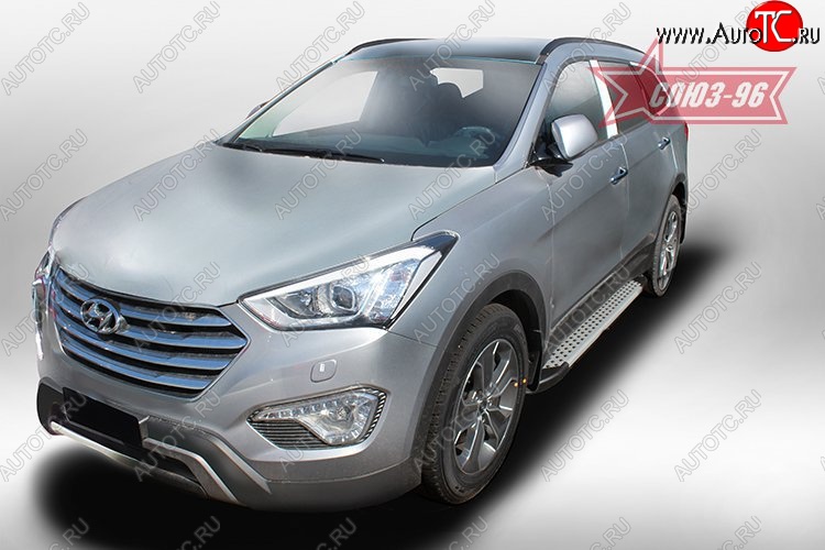 10 079 р. Пороги из алюминиевого профиля Souz-96  Hyundai Grand Santa Fe  1 DM (2013-2016) дорестайлинг  с доставкой в г. Воронеж