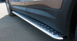 24 649 р. Широкая защита порогов SLITKOFF  Hyundai Grand Santa Fe  1 DM (2013-2016) дорестайлинг  с доставкой в г. Воронеж. Увеличить фотографию 3