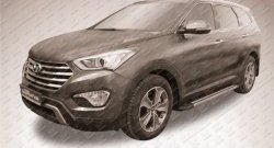 11 299 р. Алюминиевые пороги Slitkoff Luxe Black  Hyundai Grand Santa Fe  1 DM (2013-2016) дорестайлинг  с доставкой в г. Воронеж. Увеличить фотографию 2