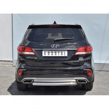 13 199 р. Одинарная защита заднего бампера из трубы d63 мм SLITKOFF  Hyundai Grand Santa Fe  1 DM (2016-2018) рестайлинг  с доставкой в г. Воронеж. Увеличить фотографию 2
