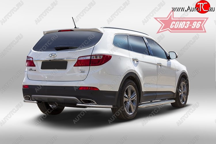 8 729 р. Защита заднего бампера из боковых уголков Souz-96 (d42)  Hyundai Grand Santa Fe  1 DM (2013-2016) дорестайлинг  с доставкой в г. Воронеж