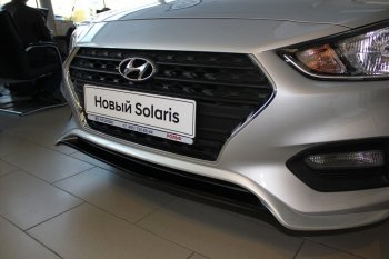 4 999 р. Накладка на передний бампер АвтоКрат  Hyundai Solaris  HCR (2017-2020) седан дорестайлинг (Неокрашенная)  с доставкой в г. Воронеж. Увеличить фотографию 2