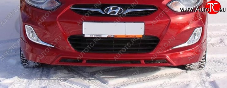 6 299 р. Накладка на передний бампер Tuning-Sport v2  Hyundai Solaris  RBr (2010-2014) седан дорестайлинг, хэтчбэк дорестайлинг (Неокрашенная)  с доставкой в г. Воронеж