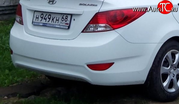 3 659 р. Задний бампер (седан) Стандартный Hyundai Solaris RBr седан дорестайлинг (2010-2014) (Окрашенный)  с доставкой в г. Воронеж
