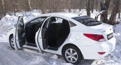1 499 р. Накладки порожков салона RA Hyundai Solaris RBr седан рестайлинг (2014-2017) (Комплект (4 шт.))  с доставкой в г. Воронеж. Увеличить фотографию 2