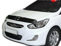 4 599 р. Дефлектор капота NovLine  Hyundai Solaris  RBr (2010-2014) седан дорестайлинг, хэтчбэк дорестайлинг  с доставкой в г. Воронеж. Увеличить фотографию 1