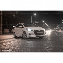 2 899 р. Накладка на передний бампер TopKontur Design v2  Hyundai Solaris  RBr (2010-2014) седан дорестайлинг, хэтчбэк дорестайлинг (Неокрашенная)  с доставкой в г. Воронеж. Увеличить фотографию 6