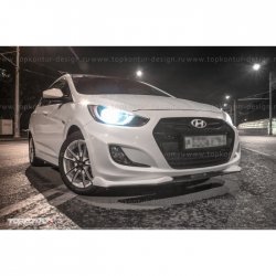 2 899 р. Накладка на передний бампер TopKontur Design v2  Hyundai Solaris  RBr (2010-2014) седан дорестайлинг, хэтчбэк дорестайлинг (Неокрашенная)  с доставкой в г. Воронеж. Увеличить фотографию 8