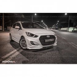 2 899 р. Накладка на передний бампер TopKontur Design v2  Hyundai Solaris  RBr (2010-2014) седан дорестайлинг, хэтчбэк дорестайлинг (Неокрашенная)  с доставкой в г. Воронеж. Увеличить фотографию 9