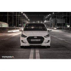 2 899 р. Накладка на передний бампер TopKontur Design v2 Hyundai Solaris RBr седан дорестайлинг (2010-2014) (Неокрашенная)  с доставкой в г. Воронеж. Увеличить фотографию 11