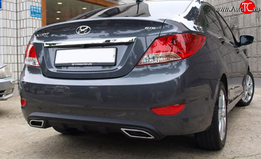 4 699 р. Диффузор заднего бампера M-VRS Hyundai Solaris RBr седан дорестайлинг (2010-2014) (Неокрашенная)  с доставкой в г. Воронеж