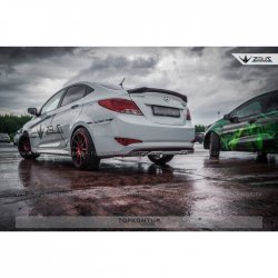 8 999 р. Накладка на задний бампер TopKontur Design Hyundai Solaris RBr седан дорестайлинг (2010-2014) (Неокрашенная)  с доставкой в г. Воронеж. Увеличить фотографию 2