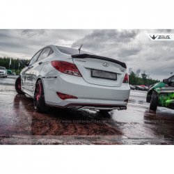 8 999 р. Накладка на задний бампер TopKontur Design Hyundai Solaris RBr седан дорестайлинг (2010-2014) (Неокрашенная)  с доставкой в г. Воронеж. Увеличить фотографию 3