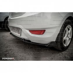 4 299 р. Накладка на задний бампер (хетчбек) Topkontur Hyundai Solaris RBr седан дорестайлинг (2010-2014) (Тисненая поверхность, Неокрашенная)  с доставкой в г. Воронеж. Увеличить фотографию 3
