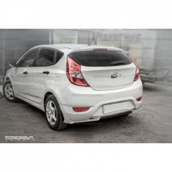 4 299 р. Накладка на задний бампер (хетчбек) Topkontur Hyundai Solaris RBr седан дорестайлинг (2010-2014) (Тисненая поверхность, Неокрашенная)  с доставкой в г. Воронеж. Увеличить фотографию 4