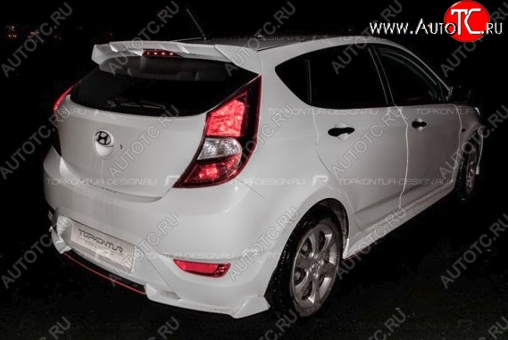 4 299 р. Накладка на задний бампер (хетчбек) Topkontur Hyundai Solaris RBr седан дорестайлинг (2010-2014) (Тисненая поверхность, Неокрашенная)  с доставкой в г. Воронеж