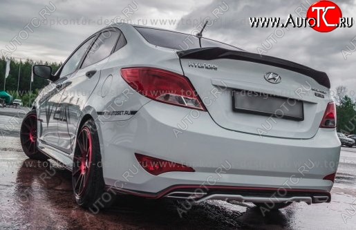 8 999 р. Накладка на задний бампер TopKontur Design Hyundai Solaris RBr седан дорестайлинг (2010-2014) (Неокрашенная)  с доставкой в г. Воронеж