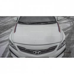 1 499 р. Реснички на фары HS1 Hyundai Solaris RBr седан дорестайлинг (2010-2014) (Неокрашенные)  с доставкой в г. Воронеж. Увеличить фотографию 2