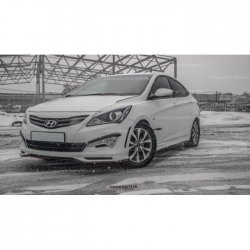 1 499 р. Реснички на фары HS1 Hyundai Solaris RBr седан дорестайлинг (2010-2014) (Неокрашенные)  с доставкой в г. Воронеж. Увеличить фотографию 4