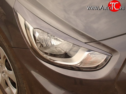 549 р. Реснички M-VRS на фары Hyundai Solaris RBr седан дорестайлинг (2010-2014) (Неокрашенные)  с доставкой в г. Воронеж