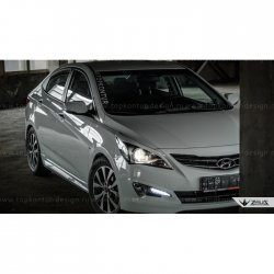 1 499 р. Реснички на фары Zeus Hyundai Solaris RBr седан дорестайлинг (2010-2014) (Неокрашенные)  с доставкой в г. Воронеж. Увеличить фотографию 7