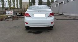 4 299 р. Одинарная защита заднего бампера из трубы диаметром 42 мм Slitkoff  Hyundai Solaris  RBr (2010-2014) седан дорестайлинг (Нержавейка, Полированная)  с доставкой в г. Воронеж. Увеличить фотографию 1