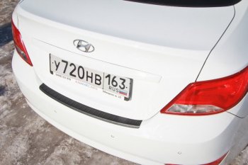 1 189 р. Накладка защитная на задний бампер Yuago Hyundai Solaris RBr седан рестайлинг (2014-2017)  с доставкой в г. Воронеж. Увеличить фотографию 4