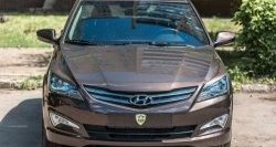 679 р. Реснички на фары Кураж  Hyundai Solaris  RBr (2014-2017) седан рестайлинг (Неокрашенные)  с доставкой в г. Воронеж. Увеличить фотографию 2